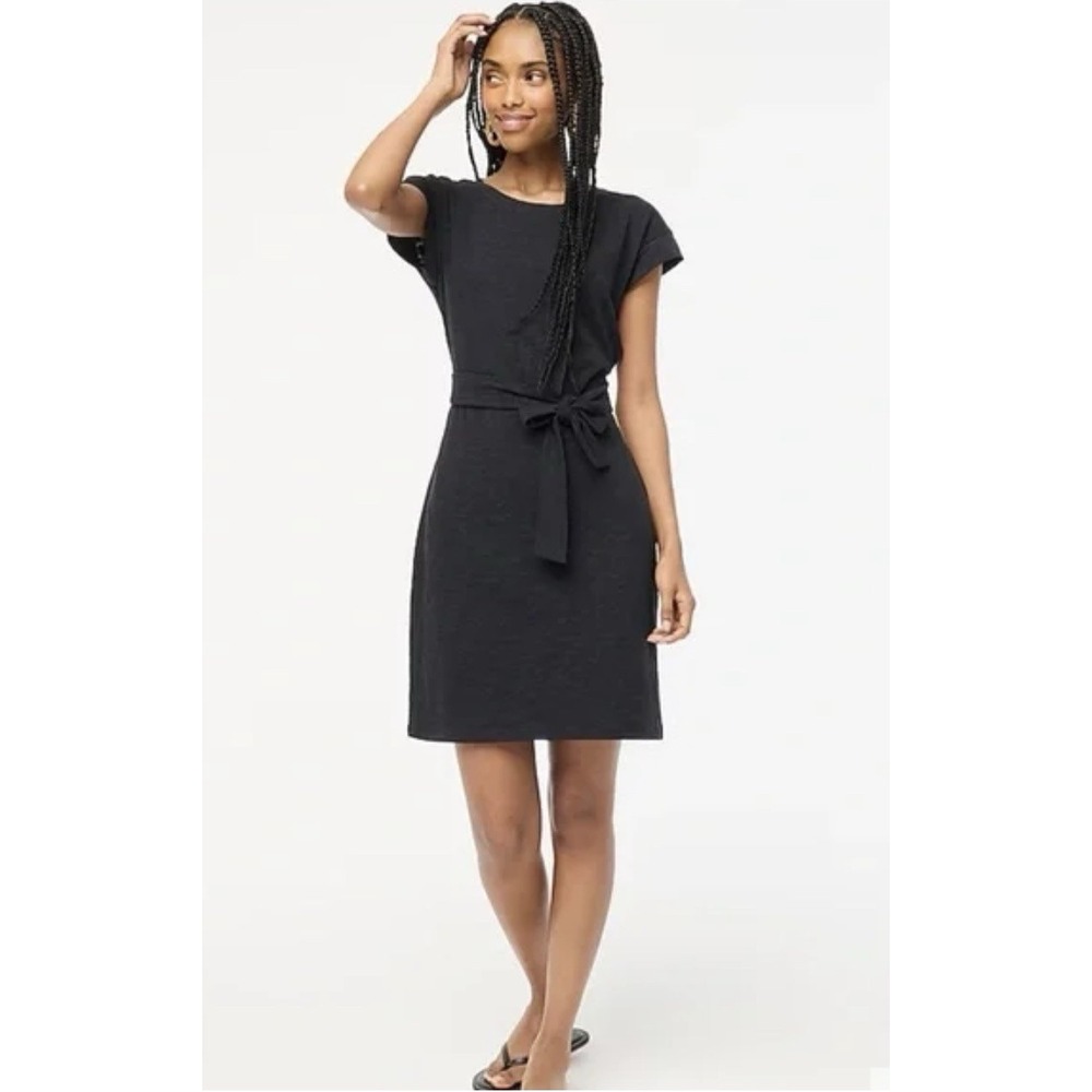 J.Crew Womens Black Short Sleeve Belted Suiting Sheath Dress Size 2